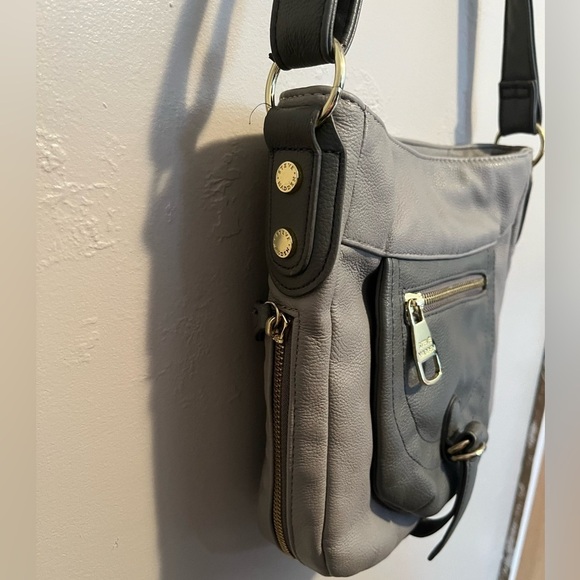 Steve Madden Gray Color Block Crossbody Bag Faux Leather Purse - Picture 6 of 10
